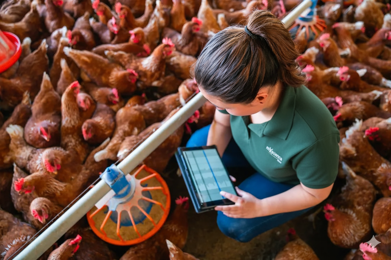 Eleveuse au milieu des poules